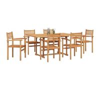 vidaXL Ensemble de jardin 7 pcs brun teck massif