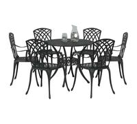 vidaXL Ensemble de Salle à Manger pour Jardin 7 pcs Noir Aluminium, Ensemble de Jardin en Aluminium, Table Traditionnelle, Meubles résistant aux intempéries pour Vos Repas d'été