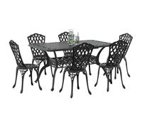 vidaXL Ensemble de Salle à Manger pour Jardin 7 pcs Noir Aluminium, Ensemble de Salle à Manger rectangulaire, Meubles en Aluminium, Jardin et terrasse, Parfait pour socialiser