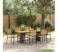 vidaXL Ensemble de salle à manger pour jardin 7 pcs Noir, Ensemble moderne de mobilier de jardin, repas extérieur 3365450