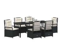 vidaXL Ensemble de Salle à Manger pour Jardin 7 pcs Noir polyrotin, Ensemble de Repas extérieur, mobilier résistant aux intempéries, Table Moderne et chaises, sièges Chics pour terrasse