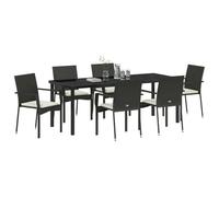 vidaXL Ensemble de Salle à Manger pour Jardin 7 pcs Noir polyrotin, Ensemble de Repas Moderne pour Jardin et terrasse, léger, Robuste, mobilier extérieur résistant, sièges rembourrés