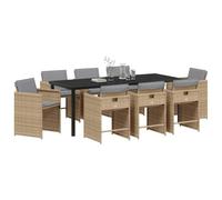 vidaXL Ensemble de Salle à Manger pour Jardin 9 pcs Beige polyrotin, Ensemble Moderne de Salon en rotin pour Jardin, mobilier Durable, Table de Patio Parfaite pour Vos soirées