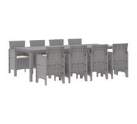 Vidaxl Ensemble De Salle À Manger De Jardin De 9 Pièces En Poly Rotin Blanc