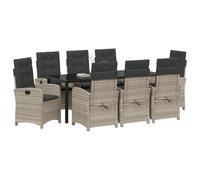 vidaXL Ensemble de Salle à Manger pour Jardin 9 pcs Gris Clair, Ensemble de Jardin et terrasse, Table à Manger Moderne en Poly rotin, mobilier résistant aux intempéries, Dossier Ajustable