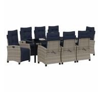 vidaXL Ensemble de Salle à Manger pour Jardin 9 pcs Gris polyrotin, Ensemble de Jardin au Top, Meubles d'extérieur en Poly rotin, Cadre en Acier résistant, Design Sympa