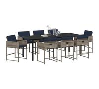 vidaXL Ensemble de Salle à Manger pour Jardin 9 pcs Gris polyrotin, Ensemble de Jardin élégant, léger en Poly rotin, Verre résistant aux intempéries, Meubles Modernes pour Vivre en extérieur