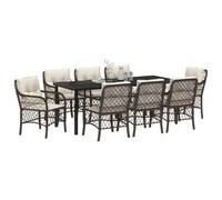 vidaXL Ensemble de Salle à Manger pour Jardin 9 pcs Marron polyrotin, Ensemble de Jardin Chic, mobilier Moderne d'extérieur, résistant aux intempéries, Poly rotin élégant
