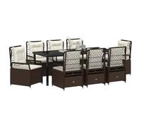 vidaXL Ensemble de Salle à Manger pour Jardin 9 pcs Marron polyrotin, Ensemble de Jardin et terrasse, mobilier Moderne, Repas en Plein air, sièges Confortables, été, Ambiance Alfresco