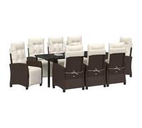 vidaXL Ensemble de Salle à Manger pour Jardin 9 pcs Marron polyrotin, Ensemble de Repas en Acier Moderne pour Jardin et terrasse, mobilier extérieur résistant, Table Patio, assises d'été