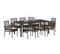 Vidaxl Ensemble De Salle À Manger De Jardin 9 Pièces En Poly Rattan Brun