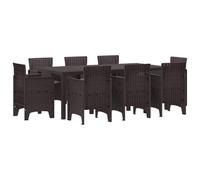 vidaXL Ensemble de Salle à Manger pour Jardin 9 pcs Marron Rattan Polt, Ensemble Moderne pour Jardin et terrasse, Table rectangulaire extérieure, mobilier Robuste pour Repas en Famille