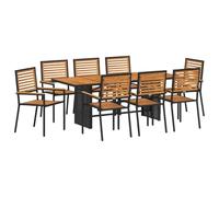 vidaXL Ensemble de Salle à Manger pour Jardin 9 pcs Noir et Marron, Ensemble de Repas Moderne, rectangulaire, pour Jardin et terrasse, mobilier extérieur, Collection Patio