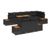 vidaXL Ensemble de Salle à Manger pour Jardin 9 pcs Noir et Marron, Mobilier d'extérieur Moderne, Set modulable, canapé résistant aux intempéries, Table Ajustable, idéal pour Le Jardin