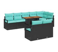 vidaXL Ensemble de Salle à Manger pour Jardin 9 pcs Noir et Sarcelle, Sofa modulable en rotin, mobilier de Jardin et terrasse, léger, résistant aux UV, Salon Durable, détente en extérieur