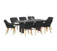 Vidaxl Ensemble De Salle À Manger De Jardin 9 Pièces En Poly Rotin Noir