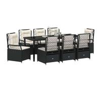 vidaXL Ensemble de Salle à Manger pour Jardin 9 pcs Noir polyrotin, Ensemble de Repas extérieur, mobilier résistant aux intempéries, Table Moderne et chaises, sièges Chics pour terrasse