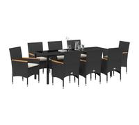 vidaXL Ensemble de Salle à Manger pour Jardin 9 pcs Noir polyrotin, Mobilier de Jardin et terrasse, Ensemble en Poly rotin léger, Repas d'extérieur, Style Contemporain