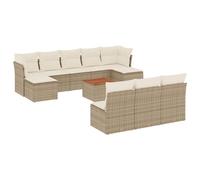 vidaXL Ensemble de salon de jardin 11 pièces avec coussins Beige Poly Rattan
