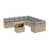 vidaXL Ensemble de salon de jardin 11 pièces avec coussins Beige Poly Rattan