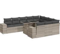 vidaXL Ensemble de salon de jardin 11 pièces avec coussins gris clair Poly rotin