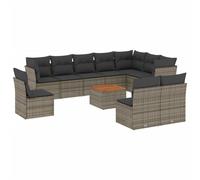 vidaXL Ensemble de salon de jardin 11 pièces avec coussins Gris Poly rotin