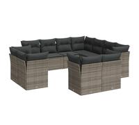 vidaXL Ensemble de salon de jardin 11 pièces avec coussins Gris Poly rotin