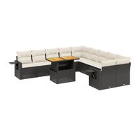 vidaXL Ensemble de salon de jardin 11 pièces avec coussins noir poly rotin