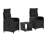 vidaXL Ensemble de Salon de Jardin 3 pc Noir