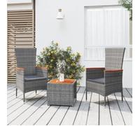 vidaXL Ensemble de salon de jardin 3 pcs gris poly rotin et acacia 3157652