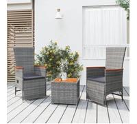 vidaXL Ensemble de salon de jardin 3 pcs gris poly rotin et acacia, ensemble de salon, ensemble de salon extérieur, ensemble 3157654