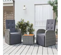 Vidaxl Ensemble De Salon De Jardin 3 Pcs Gris Poly Rotin Et Acacia
