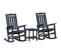 vidaXL Ensemble de Salon de Jardin 3 Pièces Bleu Marine HDPE, Chaise Berçante de Jardin Bleu Marine 70x92x108 cm HDPE, Table d'Adjoint Adirondack Bleu Marine 38x38x46 cm HDPE