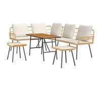 vidaXL Ensemble de Salon de Jardin 4 pièces avec Coussins en Poly Rattan Naturel