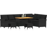 vidaXL Ensemble de salon de jardin 4 pièces avec coussins L-forme noir Poly rotin
