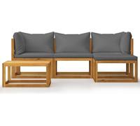 vidaXL Ensemble de salon de jardin 5 pièces avec coussins en bois massif d'acacia