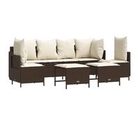 vidaXL Ensemble de salon de jardin 5 pièces avec coussins Marron Poly Rattan