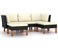 Salon de Jardin 5 pcs avec Coussins Résine Tressée Noir Mobilier Patio vidaXL