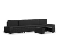 vidaXL Salon de jardin 5 pcs Résine tressée Noir 3054582