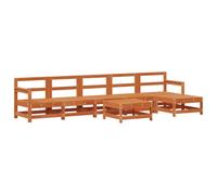 vidaXL Ensemble de Salon de Jardin 6 pcs Brun Ciré Pin Massif, Jardin et Terrasse, Ensemble Lounge Moderne, Mobilier Modulaire, Style Extérieur, Coin Détente