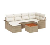 Vidaxl Ensemble De Salon De Jardin 7 Pièces Avec Coussins En Beige
