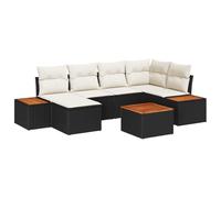 vidaXL Ensemble de Salon de Jardin 7 pièces avec Coussins et Table, modulable en rotin, pour l'extérieur, Noir et Blanc, idéal pour Le Patio, Le Balcon, Le Salon, la terrasse ou Le Jardin.