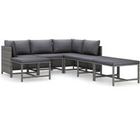 vidaXL Ensemble de salon de jardin 7 pièces avec coussins Poly rotin gris