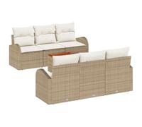 vidaXL Ensemble de Salon de Jardin 7 pièces avec des Coussins en rotin Poly Beige, mobilier extérieur modulable pour Le Patio, la terrasse, Le Salon et la véranda