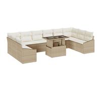 vidaXL Ensemble de Salon de Jardin de 11 pièces avec Coussins Beige en Poly Rotin 3349077