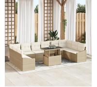 vidaXL Ensemble de Salon de Jardin de 11 pièces avec Coussins Beige en Poly Rotin 3349077