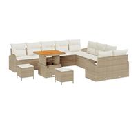 vidaXL Ensemble de Salon de Jardin de 13 pièces avec Coussins en rotin Beige et Acacia. C'est Un Meuble modulable Parfait pour ta terrasse ou Ton Salon d'été.
