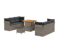 vidaXL Ensemble de Salon de Jardin modulaire 9 pièces avec Coussins en Poly rotin Gris, mobilier de terrasse Moderne, Salon de Patio Chic