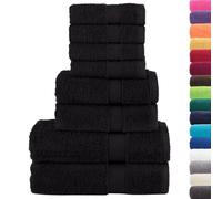 vidaXL Ensemble de Serviettes de Qualité Supérieure 8 pcs, Essuie-Mains, Serviettes de Douche, Draps de Bain, Serviettes d'Invité, Noir 600g/m²