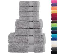 vidaXL Ensemble de Serviettes de Qualité Supérieure 8 pcs, Essuie-Mains, Serviettes de Douche, Draps de Bain, Serviettes d'Invité, Gris 600g/m²